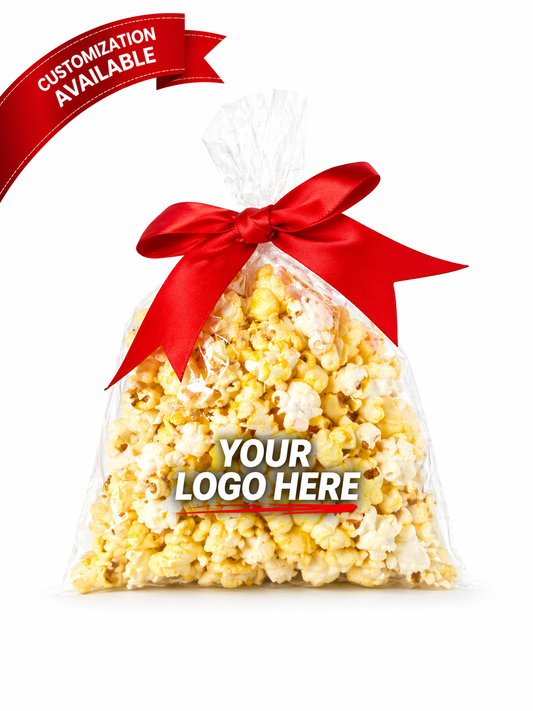 One-Cup Party Favor Gift Bags tied with a Bow - Movie Theater Butter